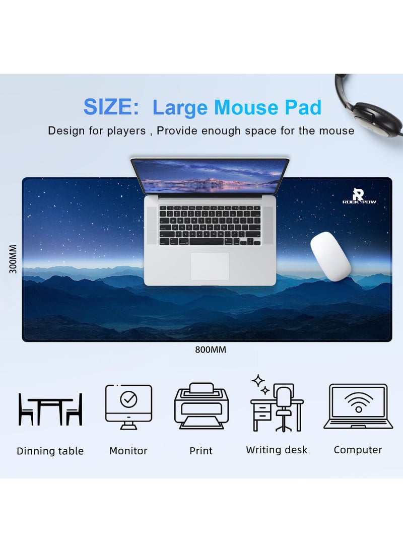 Rock Pow - Extended Gaming Mouse Pad XXL,Anti-Skid Mousepad Large Keyboard Mouse Pad Desk Mat with Stitched Edges 800X300X3MM - Image 1