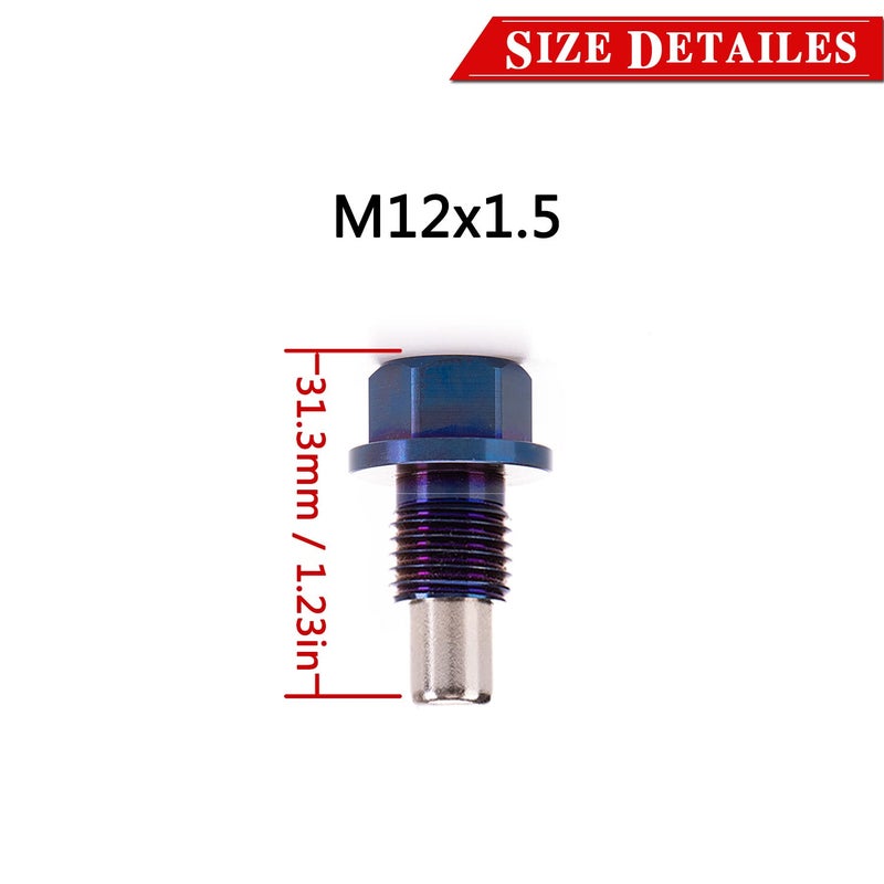 RJSPHH M12x1.5 titanium alloy Engine Oil Drain Plug with Neodymium Magnet, Copper Crush Washer (M12x1.5) - Image 2