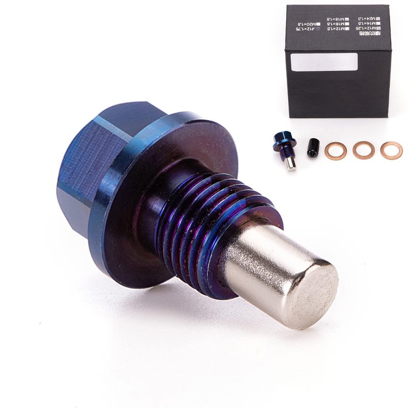 RJSPHH M12x1.5 titanium alloy Engine Oil Drain Plug with Neodymium Magnet, Copper Crush Washer (M12x1.5) - Image 1