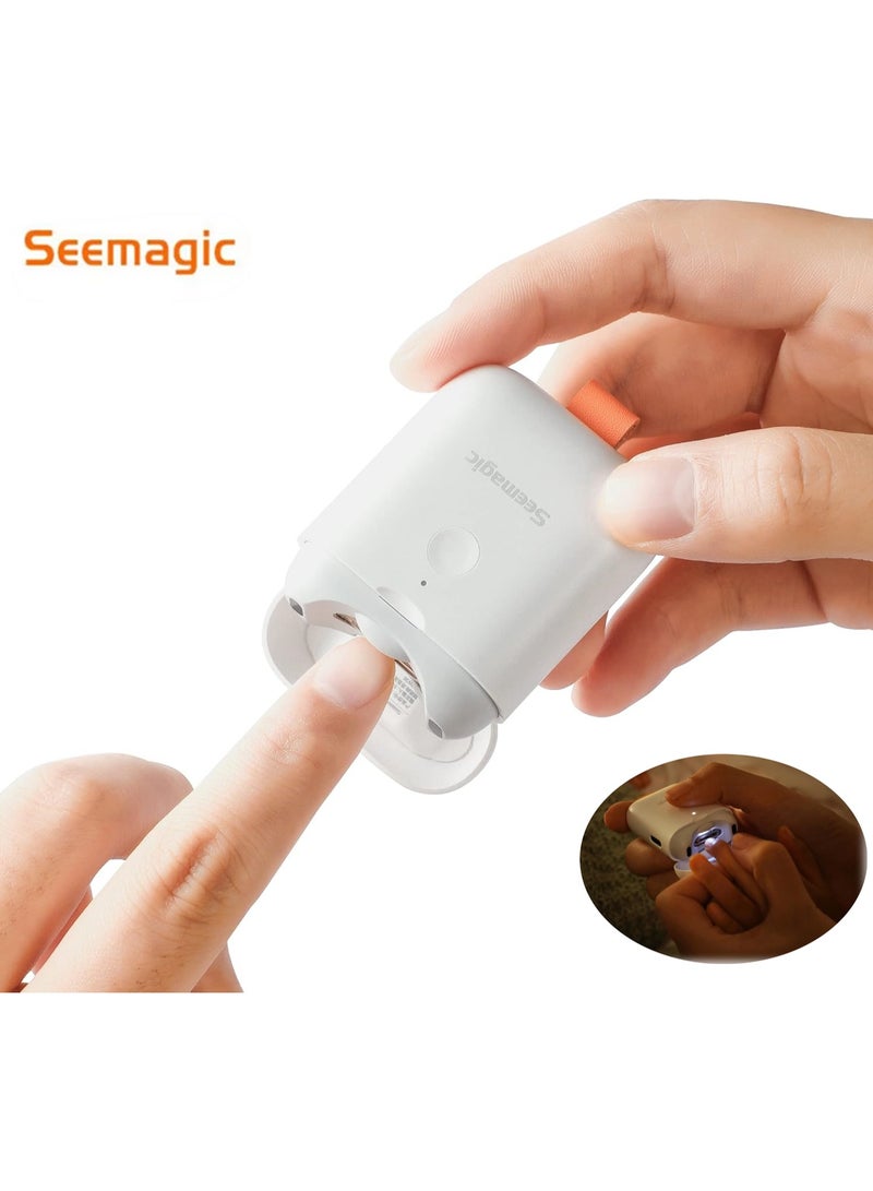 Seemagic Mini Electric Automatic Nail Clipper with Light 2 Speeds Fingernail Cutter and File, 2 in 1 Design Nail Trimmer Nail Scraps Storage USB Rechargeable Fingernail Trimmer for Men Adults Baby Kids Seniors - Image 1