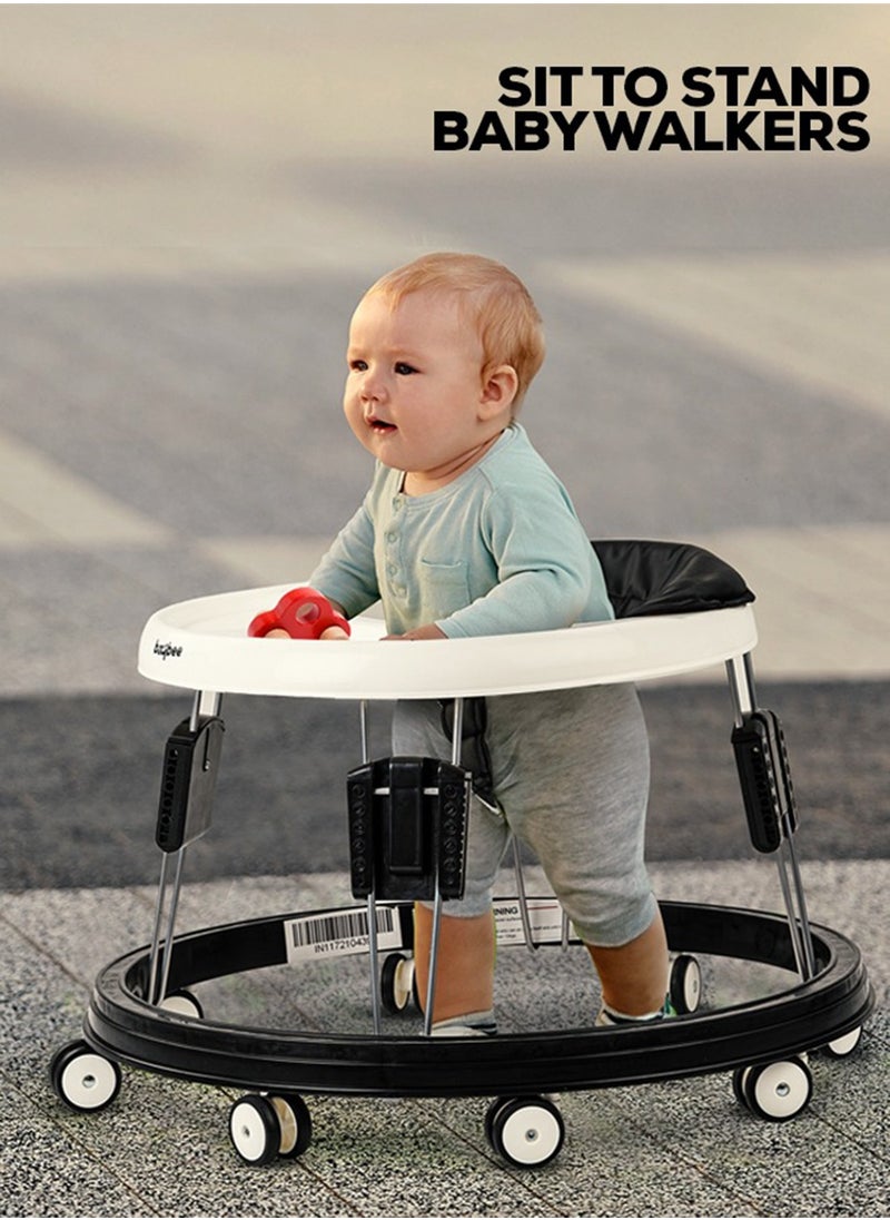 BAYBEE Indy Kids Round Walker With 5 Adjustable Height Premium Vegan Leather Seat For Baby 6 To 18 Months Black  - Image 2