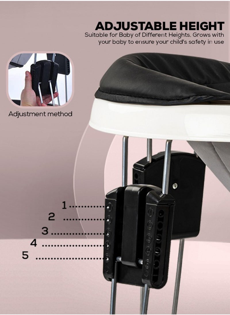 BAYBEE Indy Kids Round Walker With 5 Adjustable Height Premium Vegan Leather Seat For Baby 6 To 18 Months Black  - Image 4