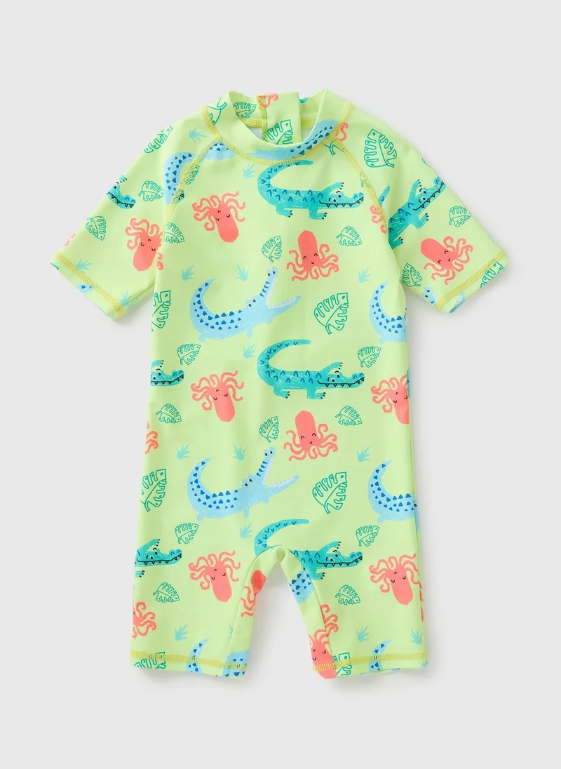 Matalan Boys Green Crocodile Surf Suit