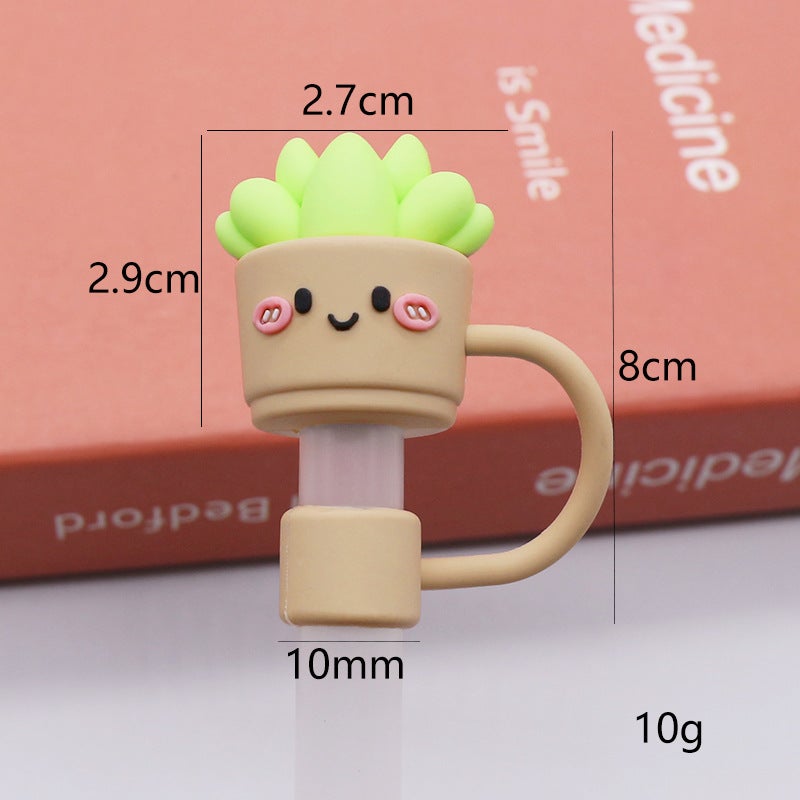 Soft Glue 7 8 10Mm Straw Cap Silicone Cute Cartoon Doll Straw Plug Pvc Stereo Dustproof Straw Cap - Image 1