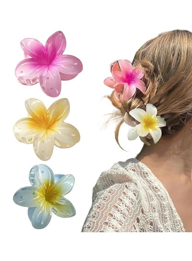 3 Pcs Flower Hair Clip, Strong Hold Nonslip Hair Clips, Hair Accessories for Holiday Gifts Accessory For Women Ponytails (Yellow+Blue+Pink)  - Image 1