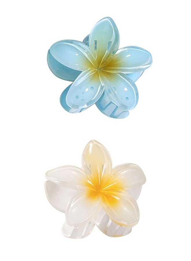 3 Pcs Flower Hair Clip, Strong Hold Nonslip Hair Clips, Hair Accessories for Holiday Gifts Accessory For Women Ponytails (Yellow+Blue+Pink)  - Image 2
