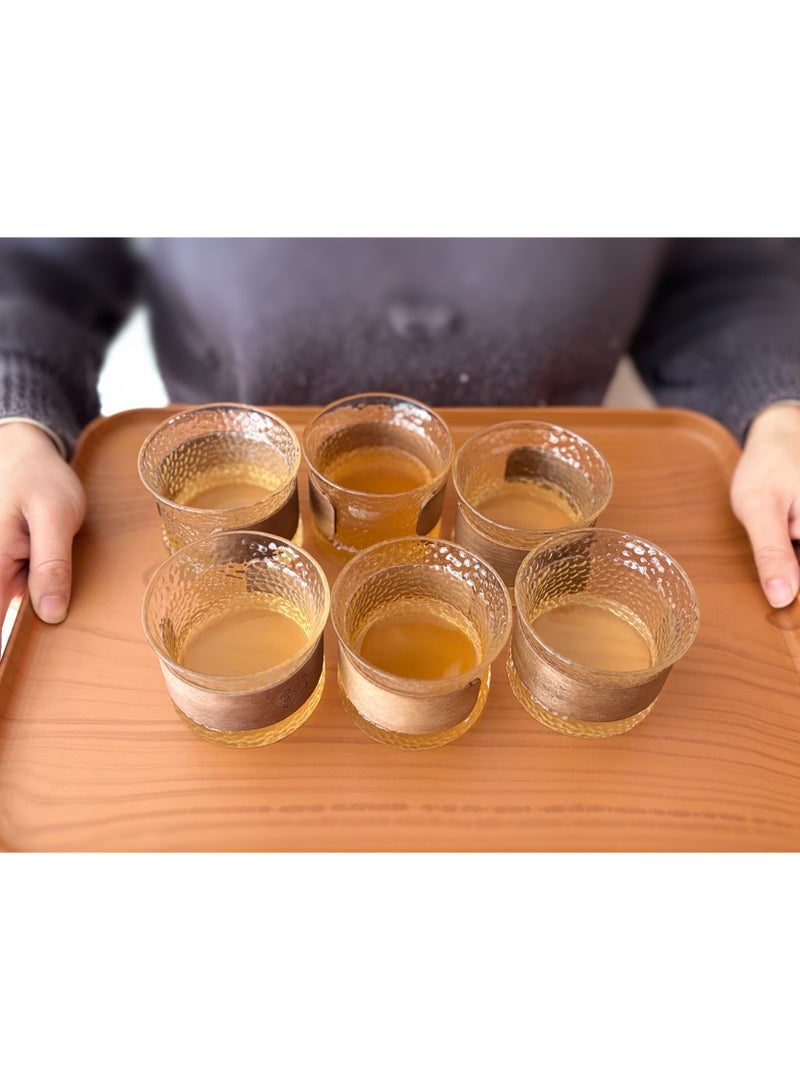 TDAO High Boron Glass Tea Cups 6-Pack with Removable Wooden Sleeves Lightweight Coffee Mugs 170ml Anti Scalding Teacup Set for Daily Use Home Office Outdoor - Image 5