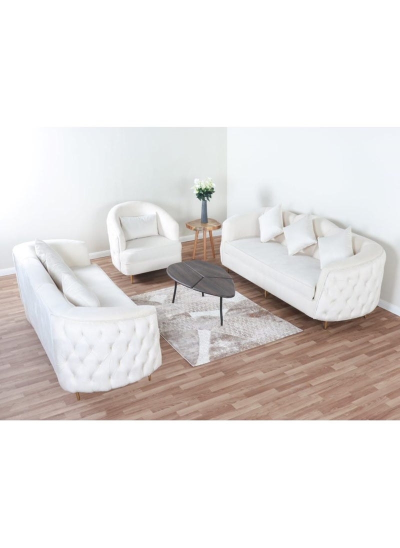 Elegant and comfortable living room set with luxurious design 3 pieces - 7 seats - 2 sofas for 3 people - single chair white 220x62x80 cm - pzsku/ZBA98BC279A203B0AD425Z/45/_/1728819596/a54817e8-c0f3-4f10-8f0b-58418e76aed7