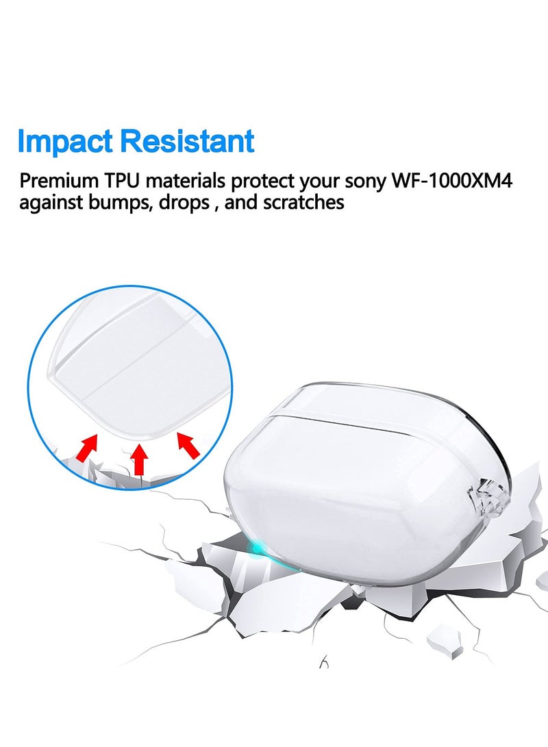 SOLARAE Durable Shockproof Full Body Protective Case for Sony WF-1000XM4 Wireless Earbuds, Made of TPU with Keychain, Transparent Design for Enhanced Protection Against Drops and Impacts. - Image 3