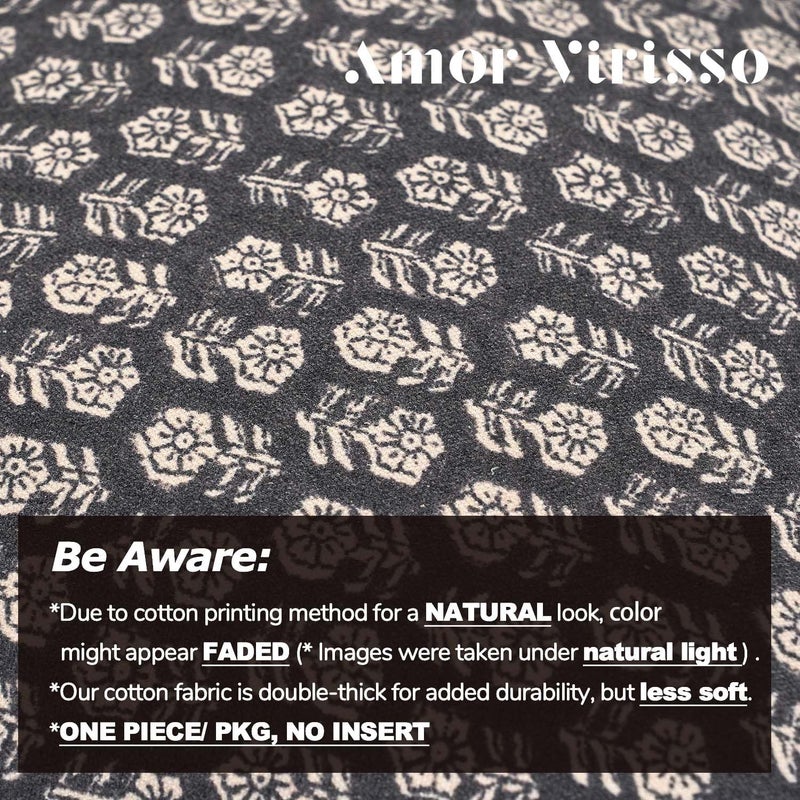 Amor Virisso Floral Pillow Covers 18x18 Couch Pillows for Living Room Farmhouse Neutral Pillow Covers Decorative Throw Pillow Covers Accent Sofa Pillows 1PC, Black - Image 5