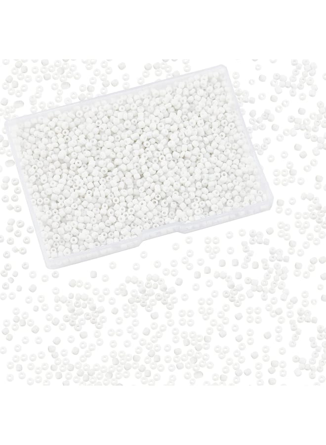 خرز بذور بيضاء، 2000 قطعة 3 مم 8/0 خرز بذور زجاجي مستدير صغير خرز خصر خرز فاصل صغير لحلق السوار وقلادة خلخال مجوهرات صناعة يدوية - Image 1