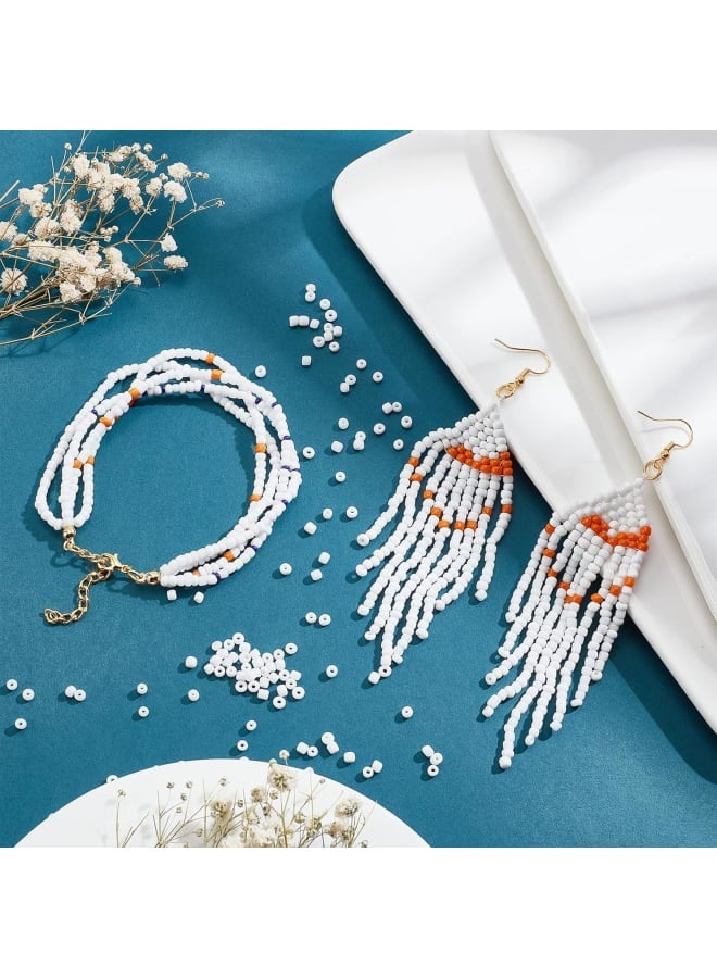 خرز بذور بيضاء، 2000 قطعة 3 مم 8/0 خرز بذور زجاجي مستدير صغير خرز خصر خرز فاصل صغير لحلق السوار وقلادة خلخال مجوهرات صناعة يدوية - Image 3