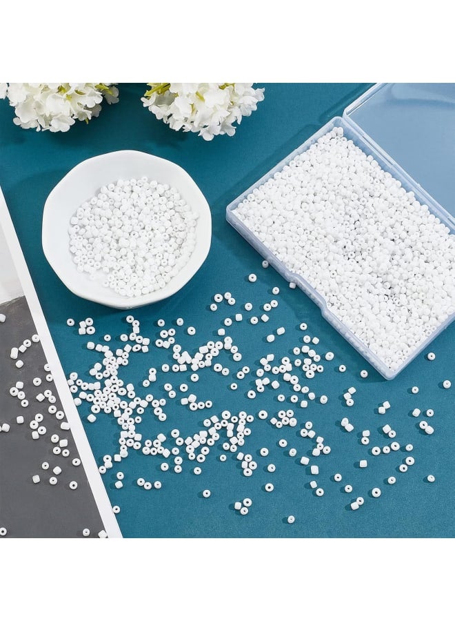خرز بذور بيضاء، 2000 قطعة 3 مم 8/0 خرز بذور زجاجي مستدير صغير خرز خصر خرز فاصل صغير لحلق السوار وقلادة خلخال مجوهرات صناعة يدوية - Image 2