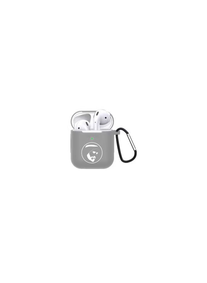 CATANES - Airpods 1 and 2 Shockproof Case Silicone Cover with Keychain Compatible with Apple Airpods 1st and 2nd Generation Sheikh Zayed Print Grey - Image 1