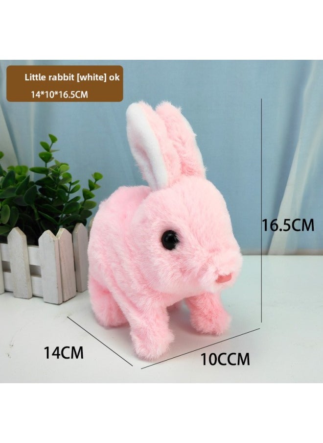 Cross Border Easter My Realistic Bunny Toy Plush Electric White Rabbit-Colour:Little Rabbit【pink】  - Image 1