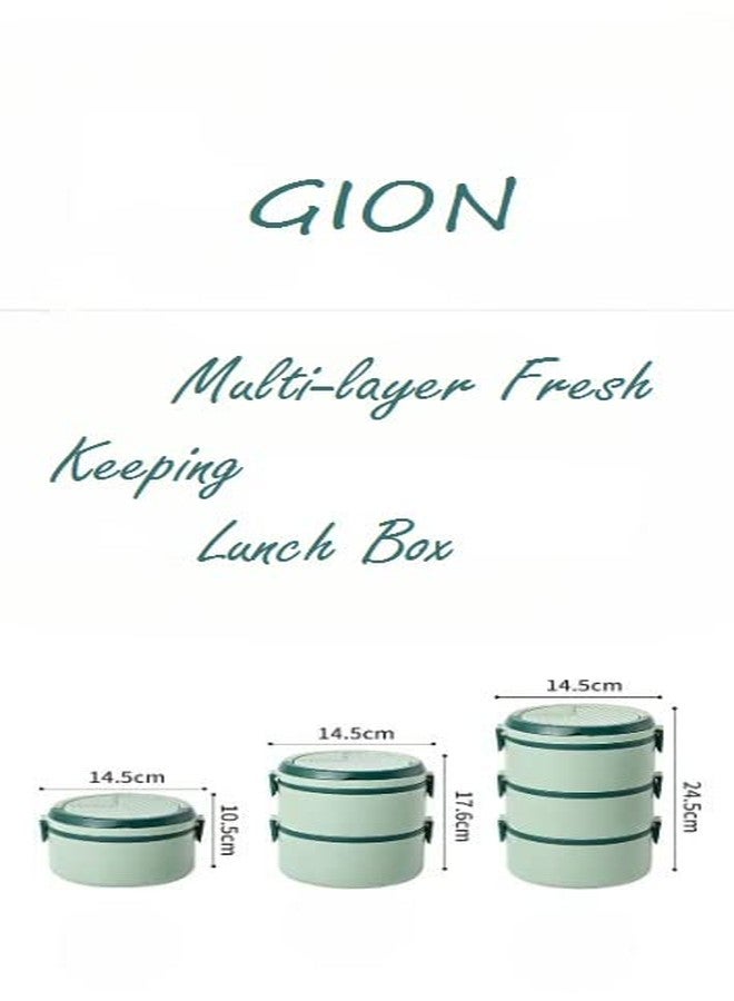 GION 2 Layer Round Lunch Box for Adults, Kids, Office Men & Women Tiffin Box Plastic Lunch Box hot Vacuum Insulated Lunch Box Tiffin Box (1Pcs) (2 Layer) - Image 2