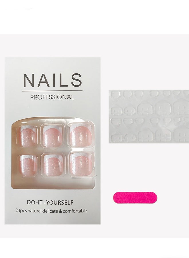 هابي دي 24 قطعة أظافر صناعية - أظافر القدم الفرنسية - درع القدم الأبيض - لصقات الأظافر الصناعية - Image 2
