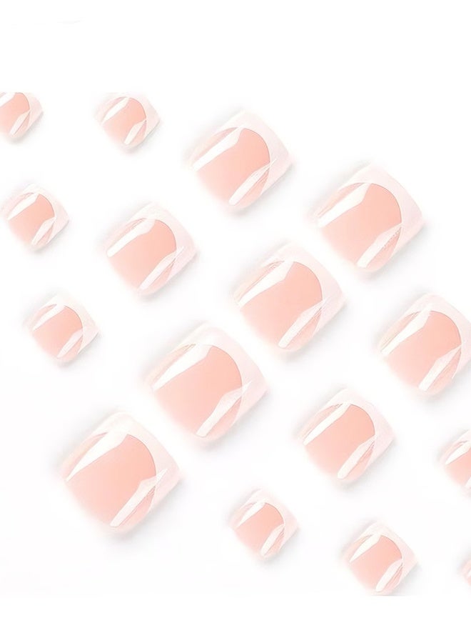 هابي دي 24 قطعة أظافر صناعية - أظافر القدم الفرنسية - درع القدم الأبيض - لصقات الأظافر الصناعية - Image 5