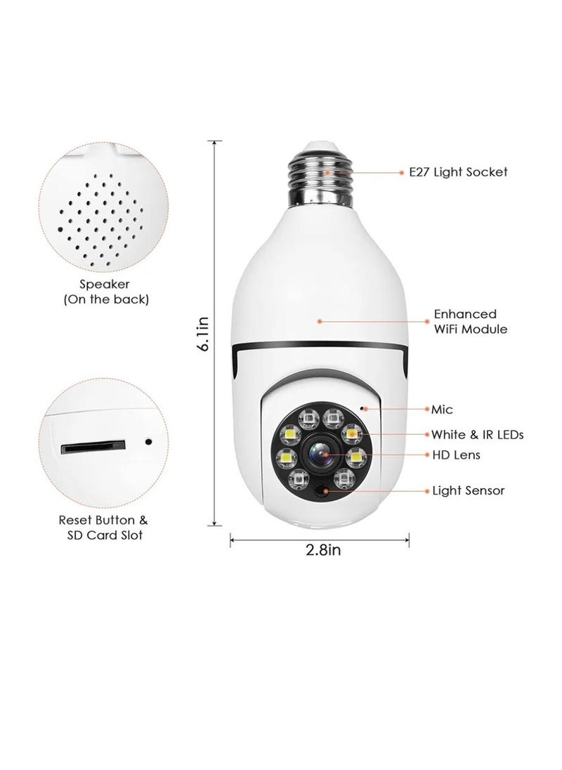 TIGER 2 Pcs 1080P Security Camera Wi-Fi Light Bulb Camera Pan Tilt Surveillance CCTV Camera With Voice Intercom Motion Detection And Alerts Remote View Night Vision For Indoor Outdoor Use - Image 3