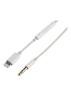 Lightning To 3.5 AUX Audio Wire Control Adapter 1.0 Meter Cable White
