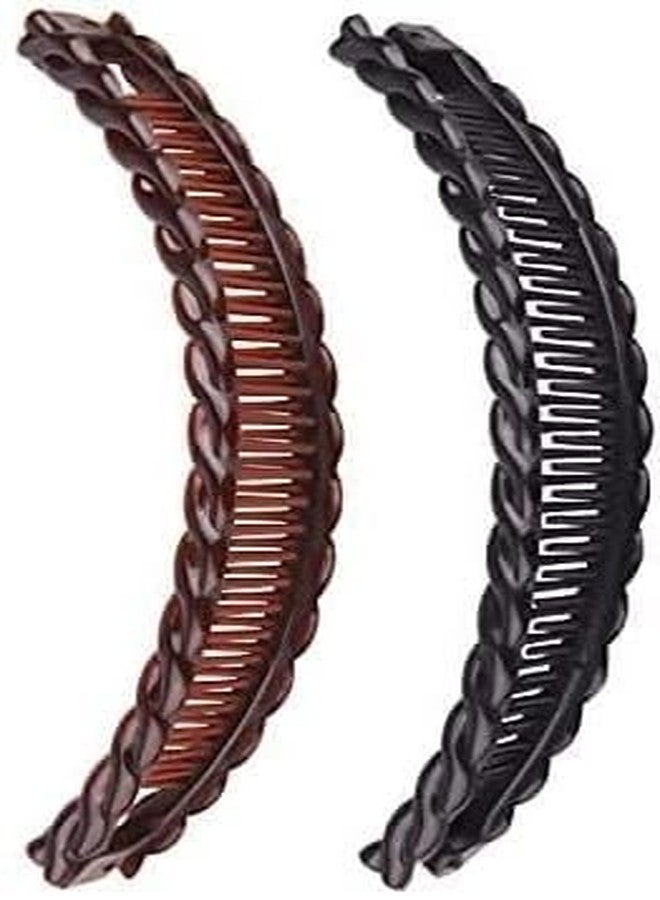 Jinshining 2Pcs Vintage Clincher Hair Combs - One Black, One Tortoiseshell - Thick Curly & Long Hair Accessories with Grip Slide Clips - Image 1