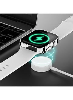 Generic Straight Edge Waterproof Screen Protector Case With HD Tempered Film for Apple Watch Series 8/7 45mm, Anti-Scratch Ultra-thin HD Touch Sensitive Film, Full-Screen Cover Bubble-Free Protector Silver  - Image 5
