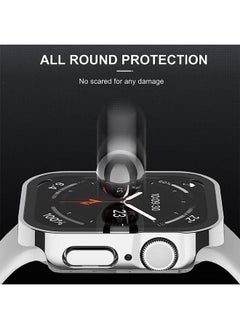 Generic Straight Edge Waterproof Screen Protector Case With HD Tempered Film for Apple Watch Series 8/7 45mm, Anti-Scratch Ultra-thin HD Touch Sensitive Film, Full-Screen Cover Bubble-Free Protector Silver  - Image 4