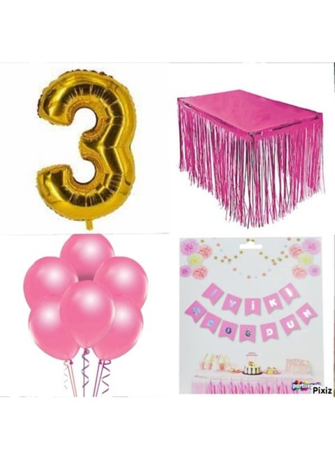 Birthday Party Set 3 Digits Pink Concept