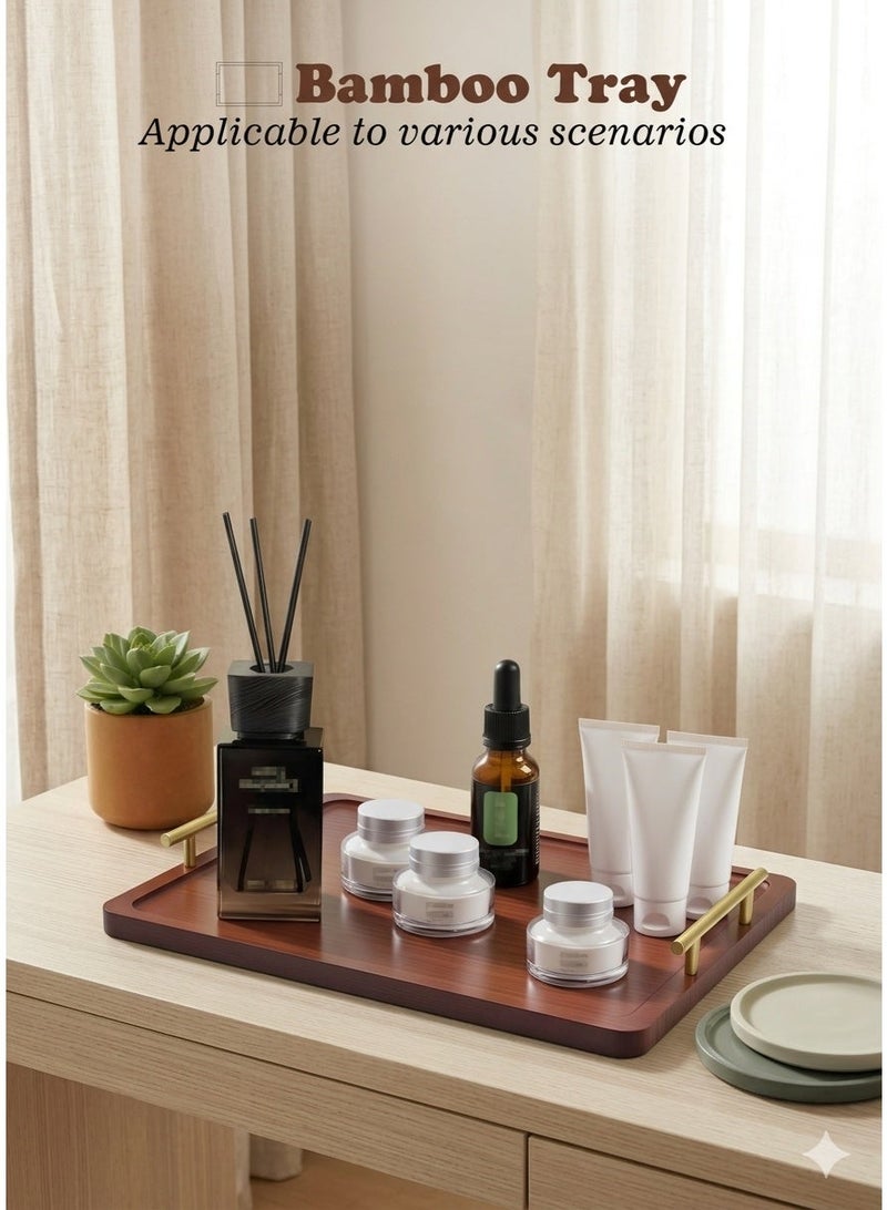 WinHolder 40cm*30cm*3.2cmServing Tray with Handles,  Large Bamboo Serving Tray for Ottoman Coffee Table, Home Decor Trays for Breakfast,Bathroom,Drink（Brown） - Image 4