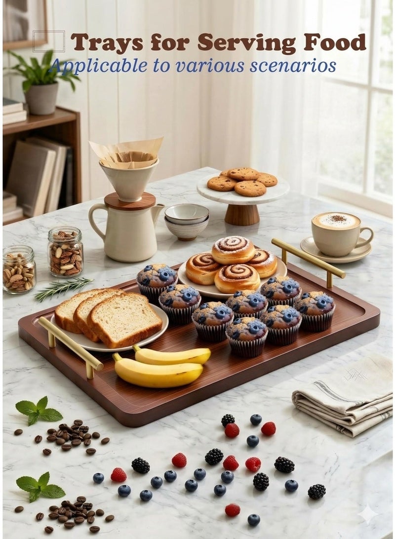 WinHolder 40cm*30cm*3.2cmServing Tray with Handles,  Large Bamboo Serving Tray for Ottoman Coffee Table, Home Decor Trays for Breakfast,Bathroom,Drink（Brown） - Image 5