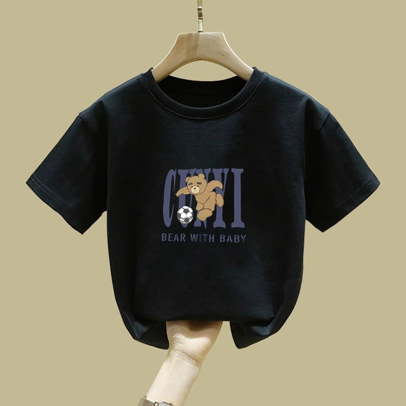 2422# Girls White Cotton Short-Sleeved T-Shirt Summer Korean Style Big Children Loose Children'S Baby Cartoon Tide - Image 5
