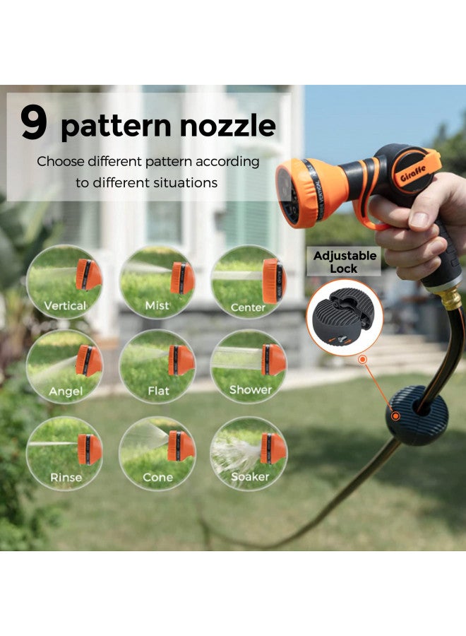 Giraffe Tools Giraffe Tools Metal Retractable Hose Reel 130FT Wall Mounted Heavy Duty Hose Reel with 9 Pattern Nozzle 180 Deg Swivel, Metal Bracket Any Length Lock (1/2 130FT PRO, Dark Grey)  - Image 5