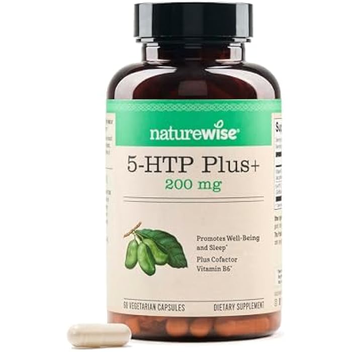 NatureWise 5-HTP 200mg Supplement from Griffonia Seeds with Cofactor Vitamin B6 - Mood Support and Natural Sleep Aid for Adults - Delayed-Release, Vegan - 60 Count[2-Month Supply] - Image 1