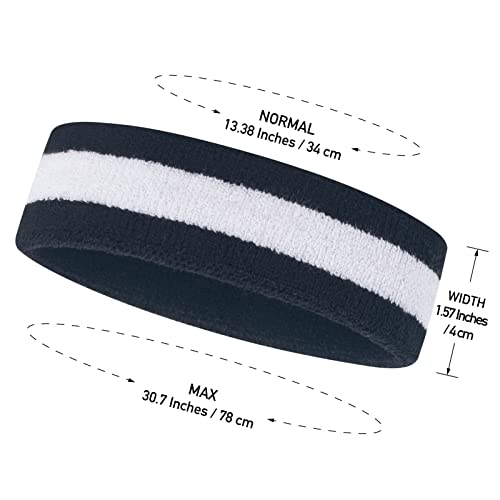 ONUPGO Kids Sweatbands Headband Wristband Set - Athletic Cotton Sweat Band for Sports (1 Headband + 2 Wristbands) (Black/White/Black) - Image 3