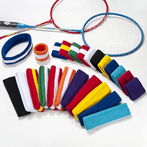 ONUPGO Kids Sweatbands Headband Wristband Set - Athletic Cotton Sweat Band for Sports (1 Headband + 2 Wristbands) (Black/White/Black) - Image 4