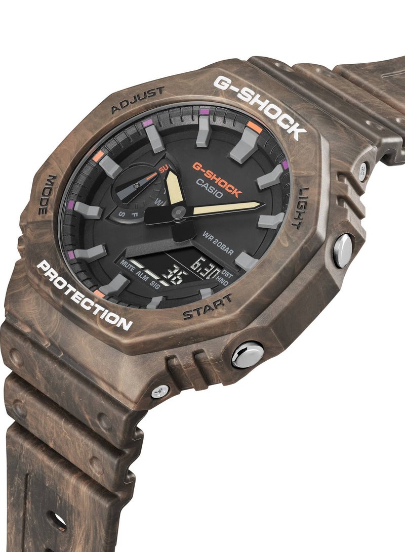 CASIO ساعة كاسيو جي شوك GA-2100FR-5ADR باند ريسين بني غابة غامضة للرجال - Image 2