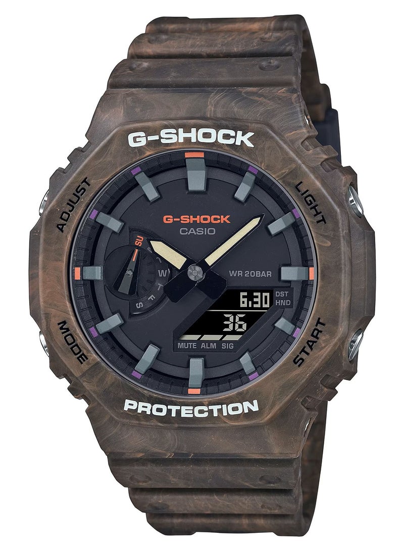 CASIO ساعة كاسيو جي شوك GA-2100FR-5ADR باند ريسين بني غابة غامضة للرجال - Image 1