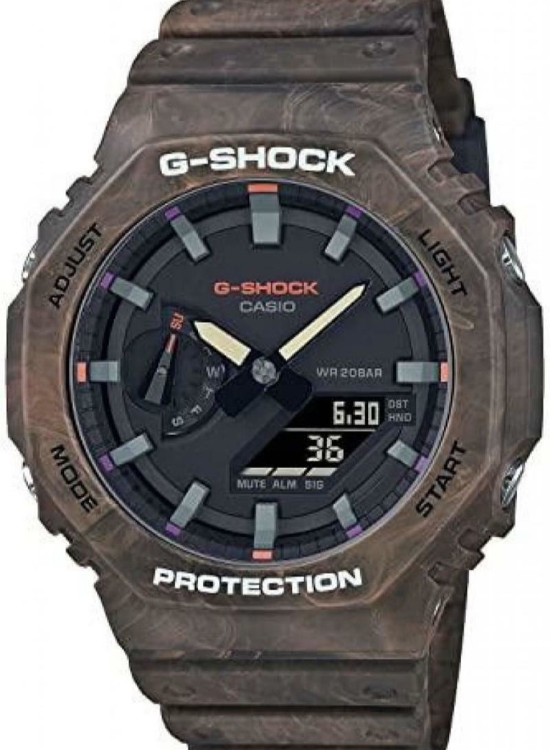 CASIO ساعة كاسيو جي شوك GA-2100FR-5ADR باند ريسين بني غابة غامضة للرجال - Image 4