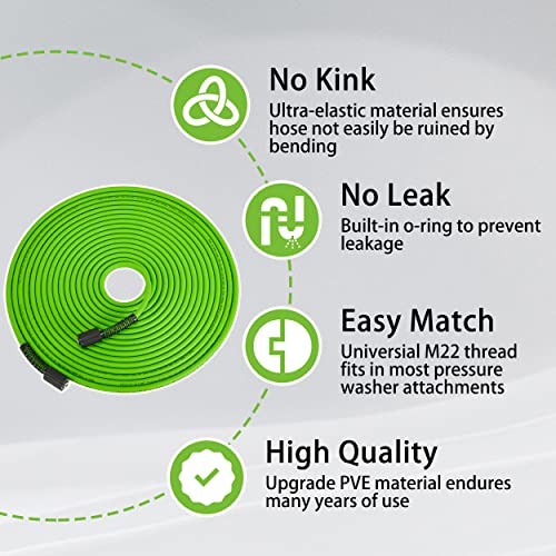 PWACCS Pressure Washer Hose for Power Washer – 3600 PSI Kink Resistant Pressure Washing Extension Hose 50 FT x 1/4" – Universal Electric Power Wash Hose for Replacement – Compatible with M22 Fittings - Image 3