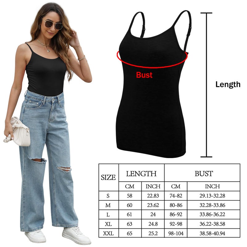 BQTQ 5 Pcs Basic Camisole Spaghetti Strap Camisole Tank Tops for Women and Girl (Black,White, Gray, Blue, Rose Red, X-Large) - Image 3