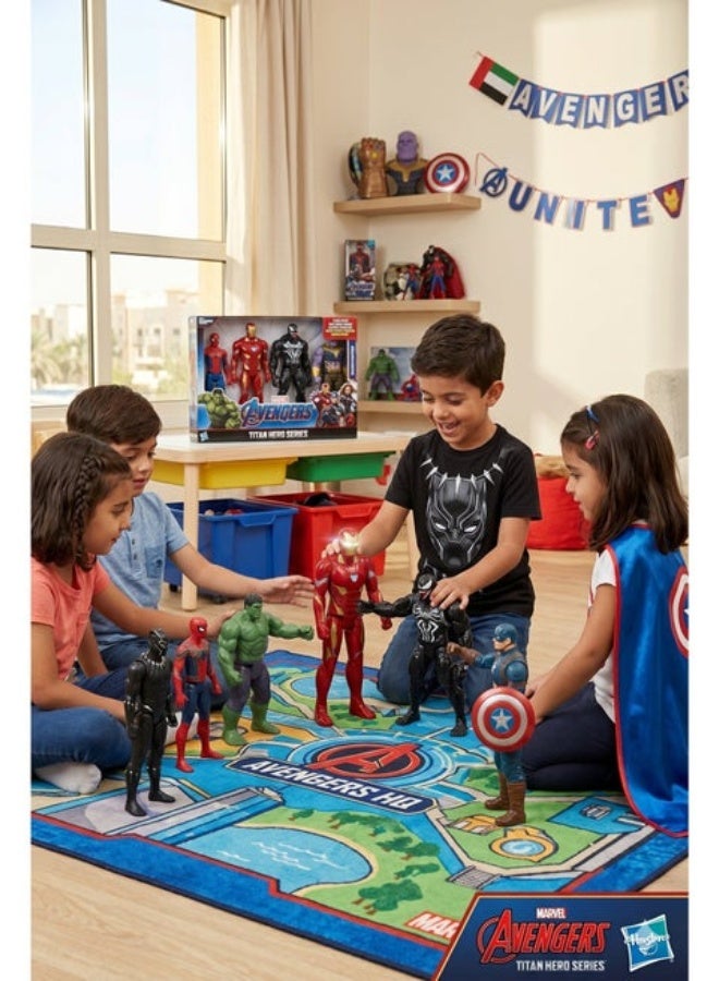 AVENGERS 8-Piece Superhero Action Hero Set( Original American Version)– 17cm Titan Hero Series Articulated Figures includes Iron Man, Hulk, Spider-Man, Captain America, Venom, Thanos & Black Panther – Light-Up Interactive Hero Toys | Best Birthday & Christmas Gift for Boys & Kids - Image 4