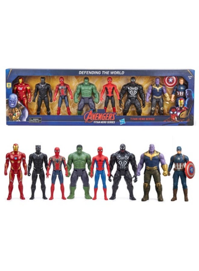 AVENGERS 8-Piece Superhero Action Hero Set( Original American Version)– 17cm Titan Hero Series Articulated Figures includes Iron Man, Hulk, Spider-Man, Captain America, Venom, Thanos & Black Panther – Light-Up Interactive Hero Toys | Best Birthday & Christmas Gift for Boys & Kids - Image 1