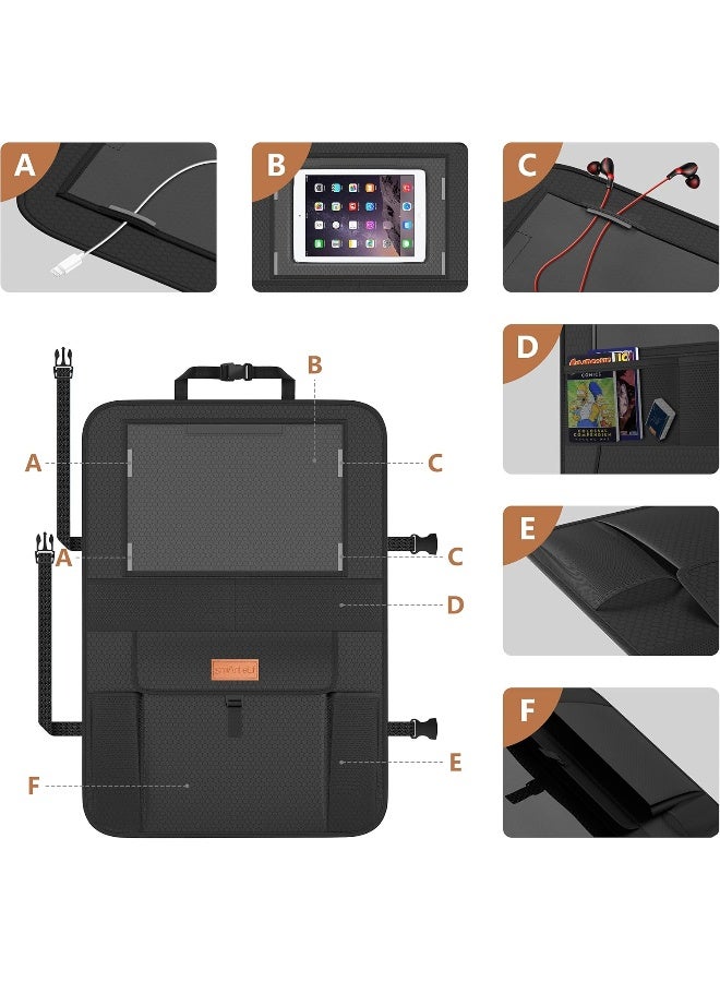 smartelf Non-Slip Backing Backseat Car Organizer Kick Mat with Storage Pockets, Large Waterproof Baby Car Seat Protector for Leather and Fabric (Black) - Image 5