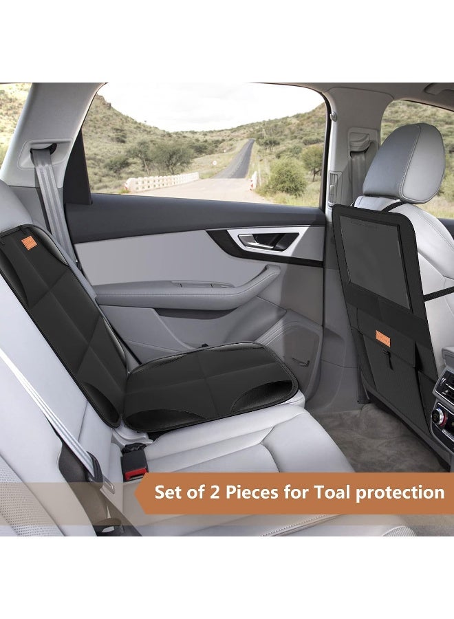 smartelf Non-Slip Backing Backseat Car Organizer Kick Mat with Storage Pockets, Large Waterproof Baby Car Seat Protector for Leather and Fabric (Black) - Image 2