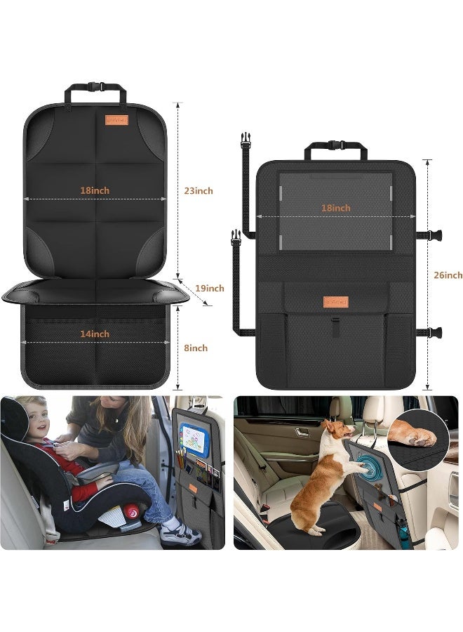 smartelf Non-Slip Backing Backseat Car Organizer Kick Mat with Storage Pockets, Large Waterproof Baby Car Seat Protector for Leather and Fabric (Black) - Image 3