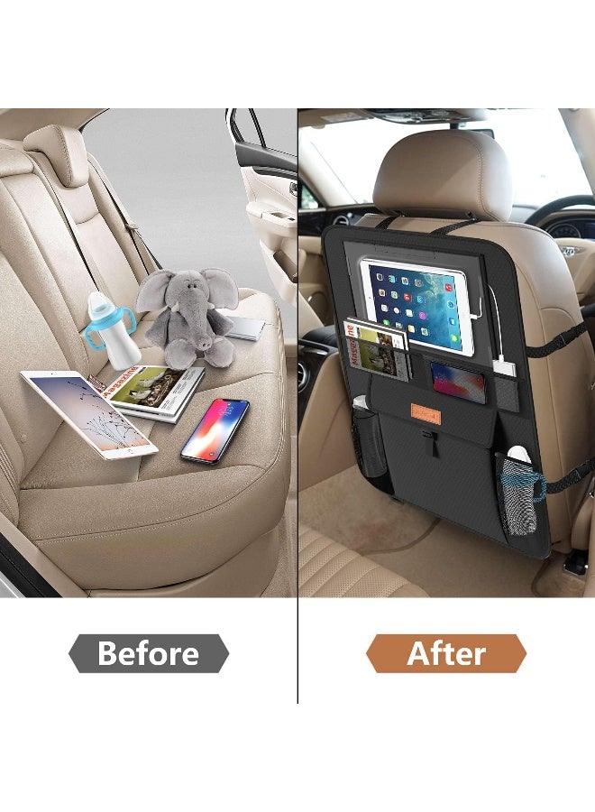 smartelf Non-Slip Backing Backseat Car Organizer Kick Mat with Storage Pockets, Large Waterproof Baby Car Seat Protector for Leather and Fabric (Black) - Image 4