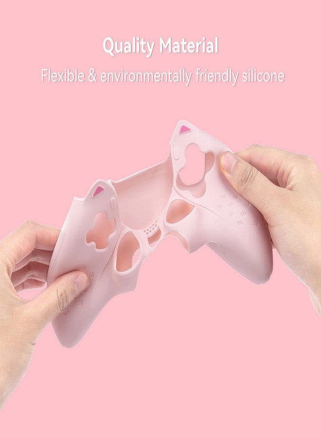 GeekShare Cute Cat Paw Protective Skin Set for ps5 Controller, Anti-Slip Silicone Cover Case Compatible with ps5 Wireless Controller Includes 2 Thumb Grip Caps and 1 Sticker - Pink - Image 3