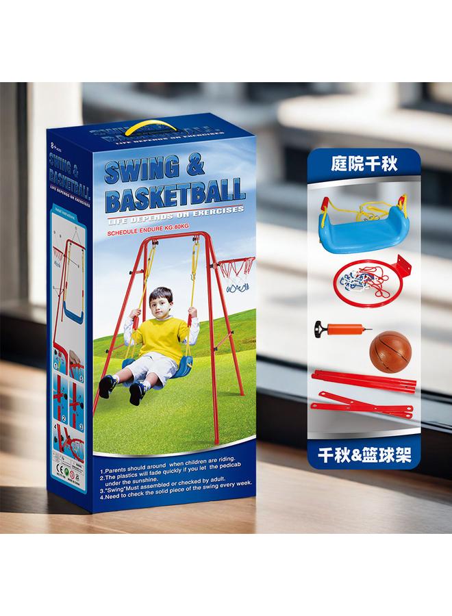 الأزرق جي دبليو <ساحة الترفيه> كرة السلة لعبة أرجوحة Swing stand ألعاب الأطفال في الهواء الطلق - Image 2