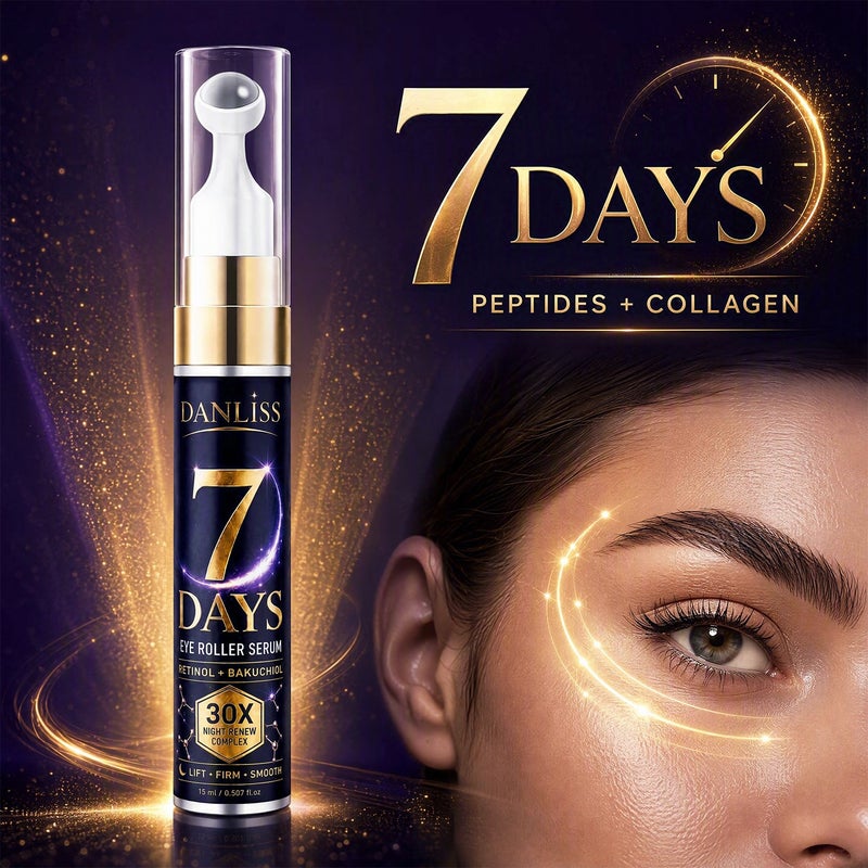 DANLISS Dark Purple - 7-Day Nighttime Renewal Roll-On Eye Serum 15ml (Retinol + Psoralen) - Image 1