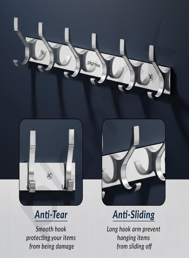Plantex Aluminum Hook Rail with 6 Hooks for Bathroom/Kitchen- Door Hanger for Clothes/Towel - Pack of 3 (6 Hooks, Chrome) - Image 3